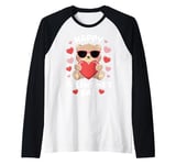 Valentine's Day Funny Teddy Bear Heart Love Valentines Raglan Baseball Tee