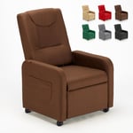 Fauteuil relax inclinable en tissu avec roulettes et repose-pieds Beautiful Couleur: Marron