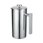 Ikodm - Presse française en acier inoxydable 1 litre (5 tasses) Cafetière thermos double paroi isolée Presse à café avec filtres de remplacement et