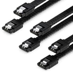 deleyCON 3x 60 cm Câbles SATA 3 Nylon Set 6 Gbit/s SATA III Câbles de Données de Branchement de Connexion Serial ATA pour Carte Mère & Disque dur HDD SSD 2 Connecteurs en L S-ATA Droits Noirs