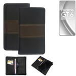 Wallet Case for Realme GT 6 China Protective Case + Cell Phone Case Brown Bookle