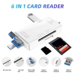 Adaptateur de carte mémoire pour appareil photo XIAOMI Mini SD,carte TF,HUB USB OTG,mini pilote de disque flash U,type C,6 en 1 - Type White 6 IN 1