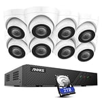 ANNKE H500 8CH Turret POE CCTV Camera System with 6MP NVR and 8X 5MP Outdoor Security IP Camera,100ft EXIR 2.0 Colour Night Vision, IP67 Weatherproof, Motion Detection, Remote Access, 2TB HDD