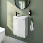 Ensemble meuble lave-mains Imandra blanc brillant l.44 cm + plan vasque lave-mains terrazzo