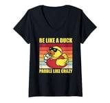 Womens Be like a duck paddle like crazy Yellow Duck Retro men V-Neck T-Shirt