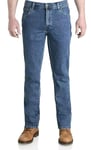 Mens Wrangler Durable Stretch Denim Jeans Basic Regular Stone Wash Blue W32 L34