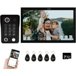 Interphone vidéo filaire pour appartement, sonnette vidéo 1080p avec moniteur tactile de 25,4 cm, prend en charge les empreintes digitales, les