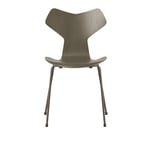 Fritz Hansen - Grand Prix 3130 Olive Green Färgad Ask/Brown Bronze - Spisestoler - Arne Jacobsen - Grønn - Metall/Tre