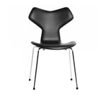 Fritz Hansen - 3130 Grand Prix, Helklädd, Läder, Elegance Dark Brown - Arne Jacobsen - Brun - Läder/Metall/Trä