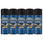 5x Hammerite Direct To Rust Smooth Black Aerosol Quick Drying Spray Paint 400ml