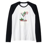 Peppermint Martini Christmas Cheer Cocktail Drink Mixology Raglan Baseball Tee