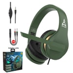 Casque de jeu pliable V6 Stero avec microphone pour casque de jeu filaire Nintendo Switch 3.5MM pour PS4 PC-VERT AVEC BOÎTE