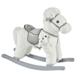 Kids Ride-On Plush Rocking Horse Toy Handle Grip  30KG Capacity White