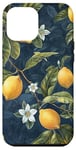 Coque pour iPhone 15 Pro Max Motif citron bleu marine, motif agrumes, imprimé fruits