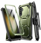 i-Blason Armorbox for Samsung Galaxy S23 FE 5G Case with Built-in Screen Protector, Full-Body Rugged Protective Bumper Case with Belt-Clip & Kickstand (Guldan)