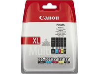 PACK 5 CARTOUCHES CANON : 550XL NOIR +4x 551 : CYAN MAGENTA JAUNE NOIRE / 550 xl