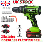 Cordless Hammer Drill Set Electric Impact Driver Screwdriver + 2 x 21V Battery