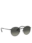 Ray-Ban Round Black Metal Frame Sunglasses - Black