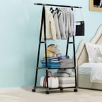 Armoire Simple Triangle Porte-Manteau en Acier Inoxydable Mobile Amovible Vêtements Suspendus Rack De Stockage Cintre Sol Stand Porte-Manteau avec Roue 160 * 55 * 42cm 3