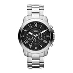 Fossil Montre pour homme Grant, mouvement chronographe à quartz, boîtier en acier inoxydable de 44 mm avec bracelet en acier inoxydable, FS4736