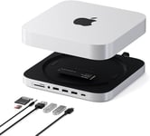 SATECHI Mac Mini Hub & Stand with SSD Enclosure for NVME/SATA M.2, Mac Mini Dock with USB C 10Gbps, 3 USB A 5/10Gbps, 2.0 Audio Jack, for Mac Mini M2/M1, Mac Studio - Silver