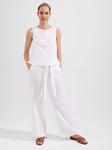 Hobbs Jacqui Linen Trousers, White