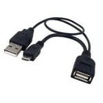 USB OTG kabel 2.0 - MICRO-B han / USB-A hun - 17 cm