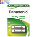 2 Panasonic Rechargeable Aa Ready To Use Batteries 1900mAh Nimh 1.2V 2BL Neuf