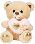 Love you - Sittende Teddybjørn Bamse med Hjerte og Krone 15 cm