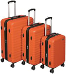 Amazon Basics Valise de Voyage à Roulettes Pivotantes, Orange Brûlée, Ensemble 3 pièces (55 cm, 68 cm, 78 cm)