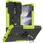 BRAND SET Case for Nokia 2.4 with Metal Ring Holder, 2-in-1 Comprehensive Protection Ultra-thin and Durable Shockproof Tough Phone Cover for Nokia 2.4-Green