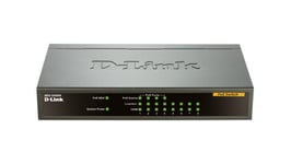 D-LINK – Verkkokytkin, 8x10/100Mbps, 4xPOE, metallinen kuori, musta (DES-1008PA)