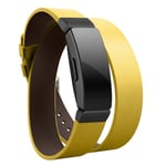 Fitbit Inspire / Inspire HR äkta läder klockband - Gul / Svart Spänne