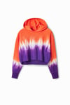 Sweat-shirt court tie and dye strass