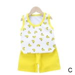 Childrens Short Sleeved Suit Fashion T Shirt Shorts Soft Yellow 120cm