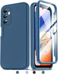 Coque Pour Samsung Galaxy A14 4g/5g Avec Ecran Protection,360 Degrés Full Body Housse Avant Arriere,Intégrale Étui Double Face Bumper Anti-Scratch Case Pour Samsung Galaxy A 14 - Bleu(Q934)