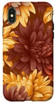 Coque pour iPhone X/XS Chrysanthème orange et rouge Fleurs florales d'automne