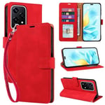 GOTOURED for Honor 200 Lite Phone Case Wallet,4 Card Slots [RFID Blocking] [Wrist Strap] [Kickstand] Magnetic Shockproof Protective Leather Flip Cases Cover for HONOR 200 Lite (Red)