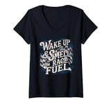 Womens Wake Up & Smell the Race Fuel Men's Racing Wake-Up Call V-Neck T-Shirt