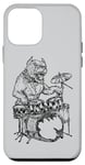 Coque pour iPhone 12 mini Pitbull Jouant de la batterie Chien Batteur Cool Animal Rock Musicien