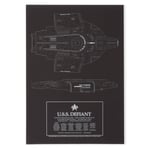 Star Trek Starfleet U.S.S. Defiant Impression d'art Giclée - A4 - Black Frame