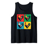 Colorful Funny Chicken Art, Crazy Chicken Rooster Family Tank Top