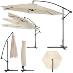 TecTake® Parasol de Jardin Exterieur Parasol Déporté Héxagonal à manivelle Cadre en Acier, Ø 350 cm, Inclinaison réglable, Protection UV, Résistant au vent, Housse de protection pour Parasols incluse