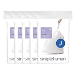 simplehuman Code J 100 Liners, 50% Recycled Custom Fit Bin Bags in Dispenser Packs with Durable Drawstring Tie Handle, 30-45L, White