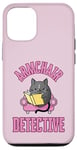 Coque pour iPhone 12/12 Pro Fauteuil détective – Chat lisant un livre mystère confortable