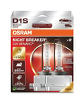 OSRAM XENARC NIGHT BREAKER 220, D1S, 220% de luminosité en plus, lampe de phare au xénon, 66140XN2-2HB, boîte pliante (2 lampes), white