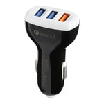 3-portars USB-billadapter för bil, 12V snabb billaddare USB-adapter QC3.0 2.4A tre USB-portar smart snabb billaddare