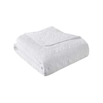 Madison Park Couverture matelassée de Luxe, Coutures damassées, Couvre-lit rempli de Coton, Ultra Doux et Confortable pour Salon, canapé, lit, 152,4 x 177,8 cm, Bordures passepoilées, Blanc