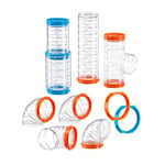 Ferplast Ensemble de Tubes Hamster, Accessoire Cage Hamster, Total 9 pièces, Tunnels pour Hamsters Transparents avec Trous de Ventilation, Courbes et Raccords Inclus, KIT Tube Curve, Jouet Hamsters