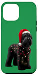 Coque pour iPhone 12 Pro Max Chapeau de Père Noël Terrier Russe Noir Lumières de Noël Propriétaire Chien